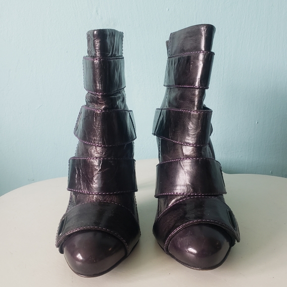 vintage Y2K strappy booties heels boots shoes Miss Sixty contrast stitch rave S - Picture 3 of 10